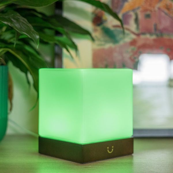 cube design friendship lamp by luvlink that lighting up in green