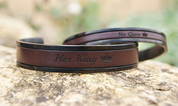 bracelets en cuir king and queen