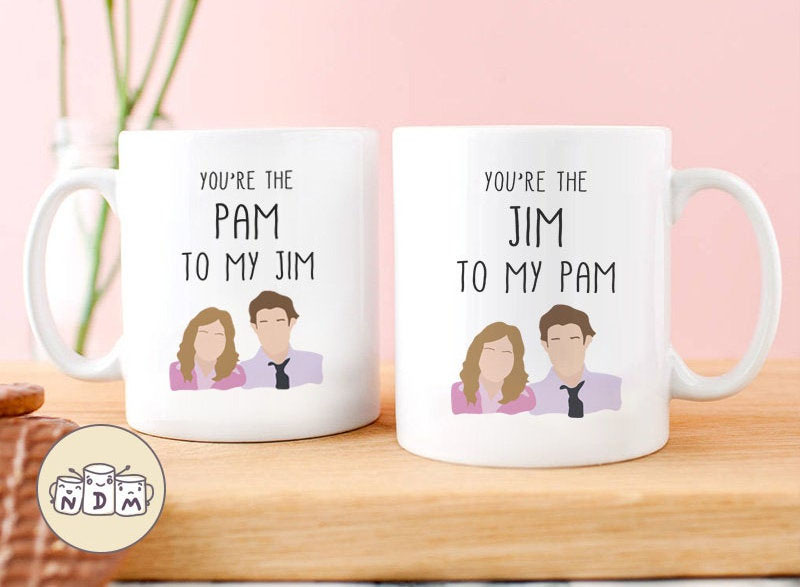 the office pam and jim mugs
