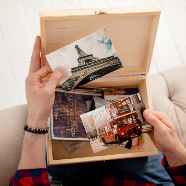 Personalized memory box containing photos