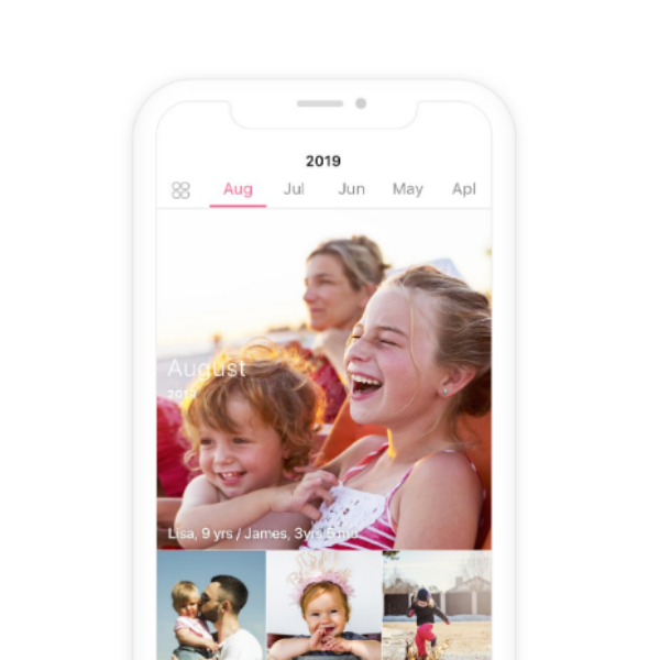 Family Album App album example with photos of children