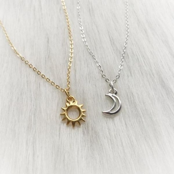 Sun & Moon Long Distance Friendship Necklaces by Lotus Fairy