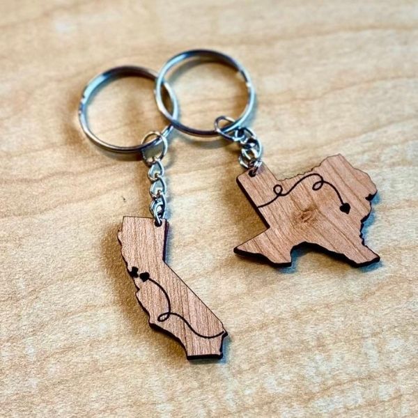 Long Distance Couples City_State Keychains by Game Face