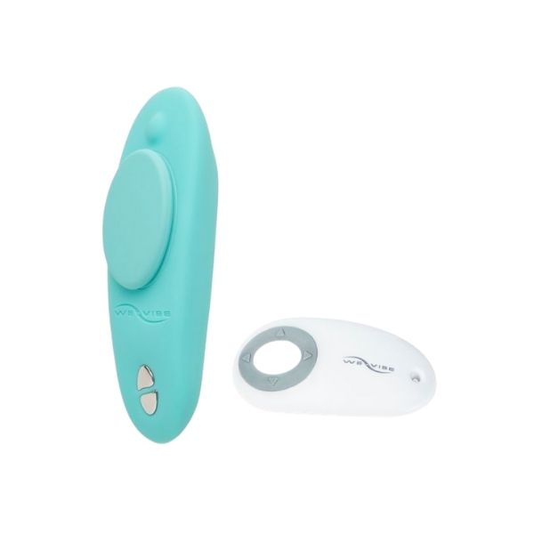 Aqua colored Moxie panty vibrator with remote control by We-Vibe