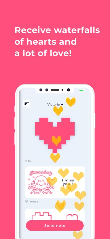 application lovebox notification de la chute d'eau du cœur
