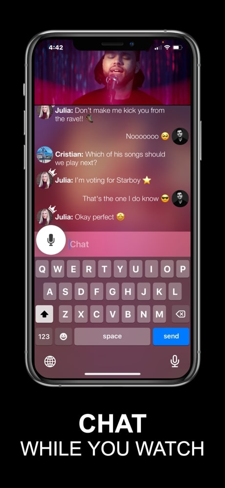 rave app chat feature while watching videos together