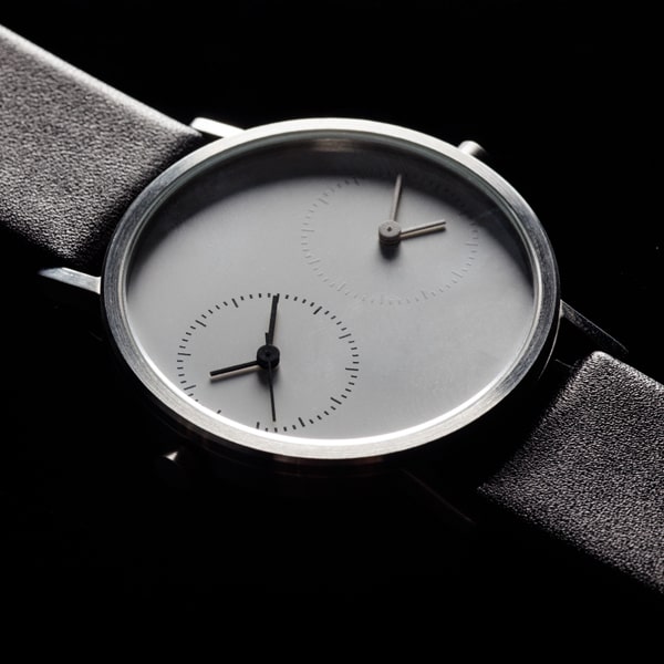 montre kitmen keung LDR en acier inoxydable avec bracelet en cuir noir