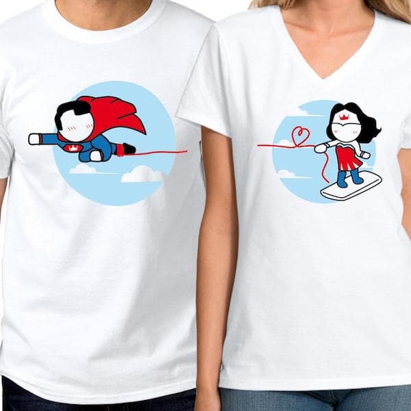 superhero matching shirts for couples who are separating