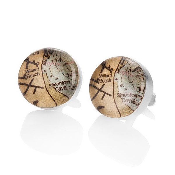 cuff links with personalised maps for long distance birthday gift