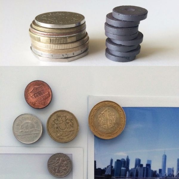 DIY coin fridge magnets