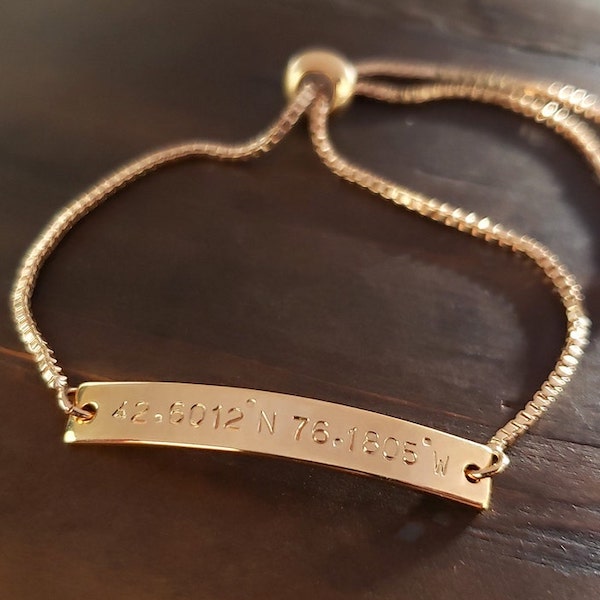 custom adjustable gold coordinates bracelet