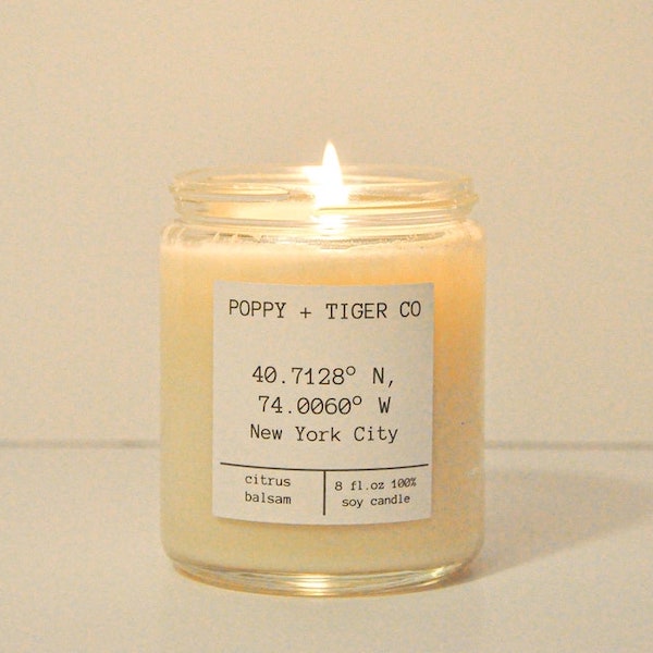 Custom Coordinates Candle by Poppy & Tiger Co