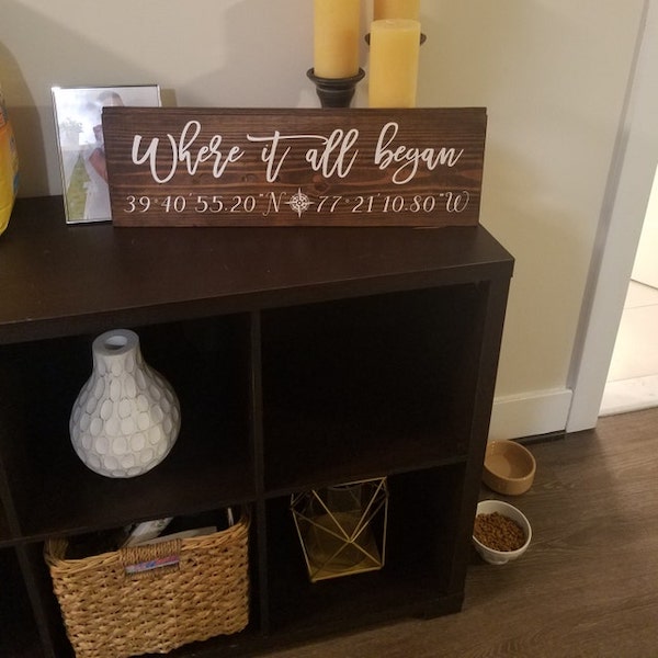 Wooden Coordinates Sign by Southern Chic By Le