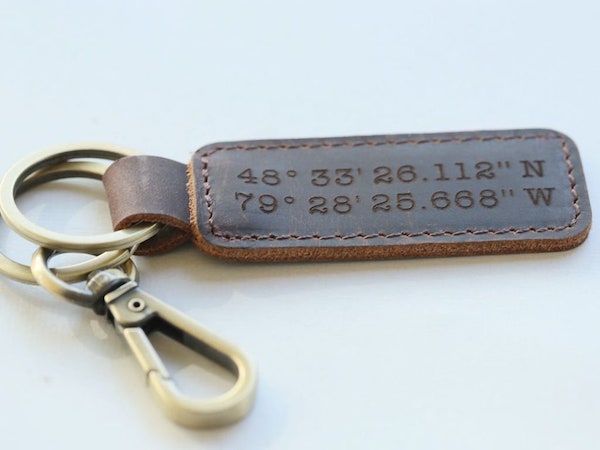 Leather Coordinates Keychain by Mint Designs