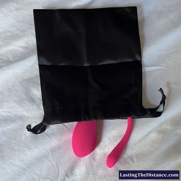 storing lush 3 in faux black silk pouch 