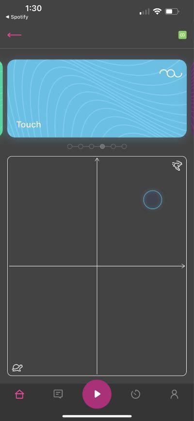 screenshot of my long distance partner using the touch category to control my Esca 2 vibration speed and intensity