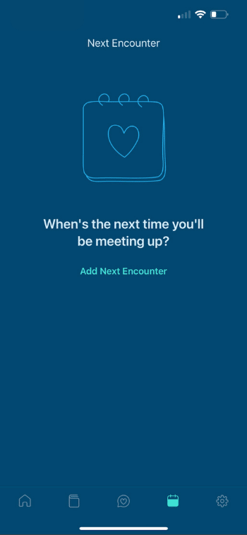 next encounter feature of the bond touch app where you can save a date to countdown to within the app