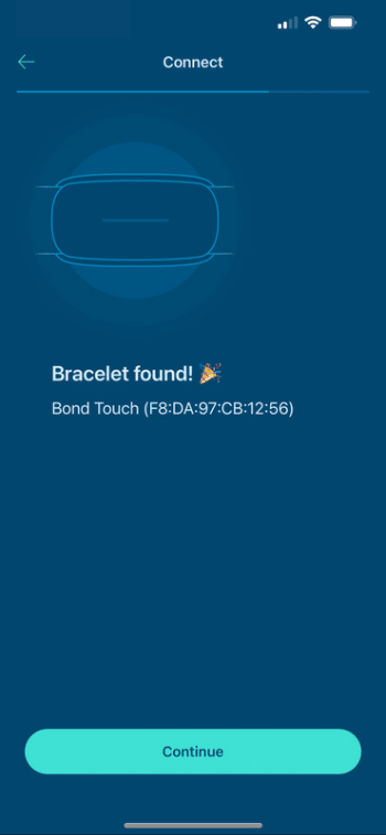 pairing bond touch bracelet to app success screenshot