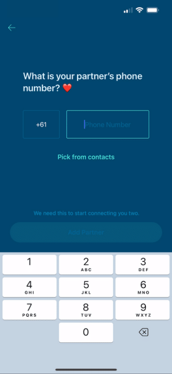 bond touch partner connect process adding phone number of partner 