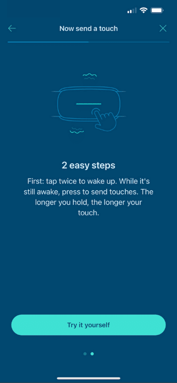 capture d'écran d'un tutoriel dans l'application bond touch montrant comment envoyer des touches