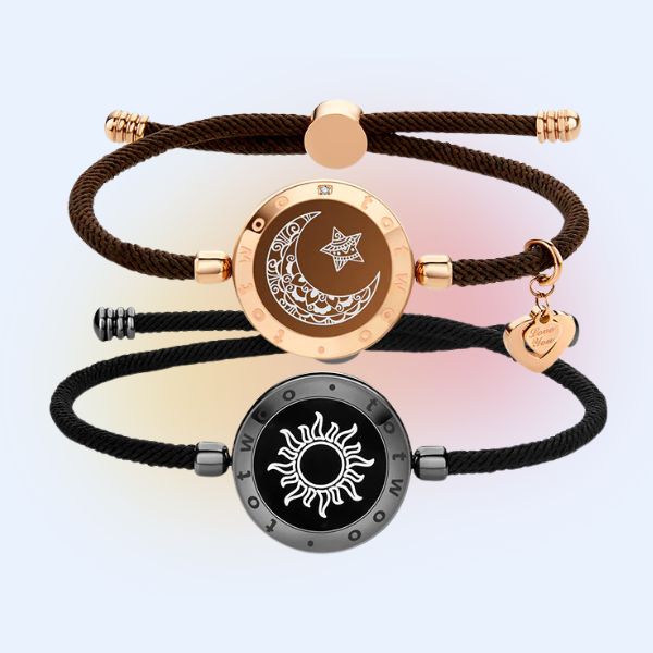 totwoo sun and moon touch bracelets in black and rose gold