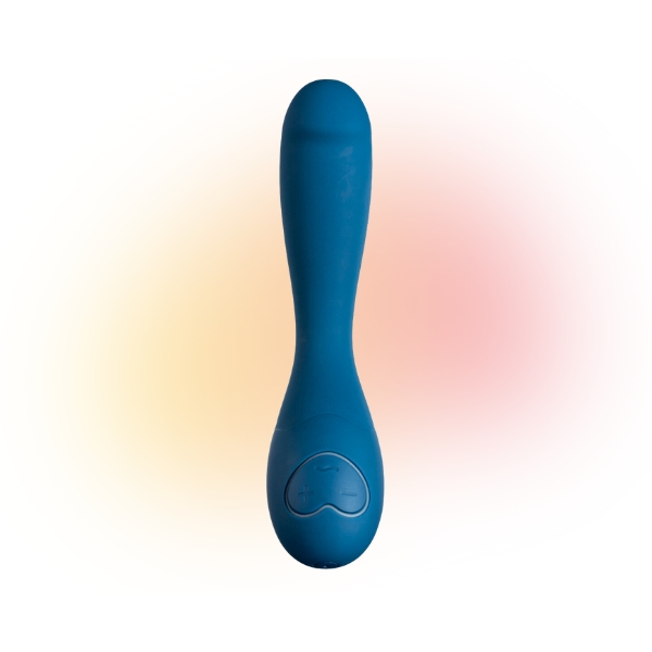 Bluemotion NEX|2 by ohmibod is a g-spot vibrator with a vibrating head that has a similar shape to the head of a penis