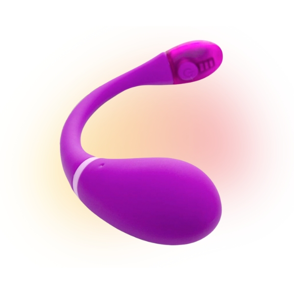 Esca 2 is a remote control wearable vibrator shaped like an egg to be worn internally for long periods of time. It has a tail to control vibrations and for easy removal.